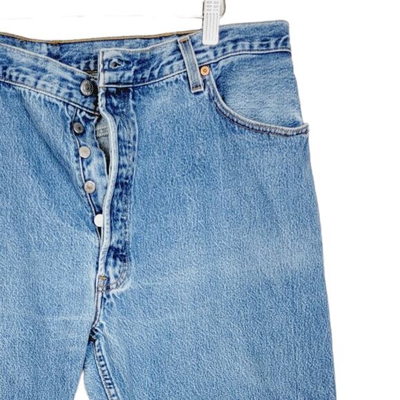 LEVI'S 501 *VINTAGE* 90s Button Fly 100% Cotton Straight Leg Jeans W42 L30 (27) - Picture 3 of 6